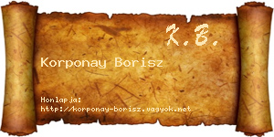 Korponay Borisz névjegykártya
